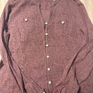 Orvis Mauve 100% Cotton Button-Up Shirt